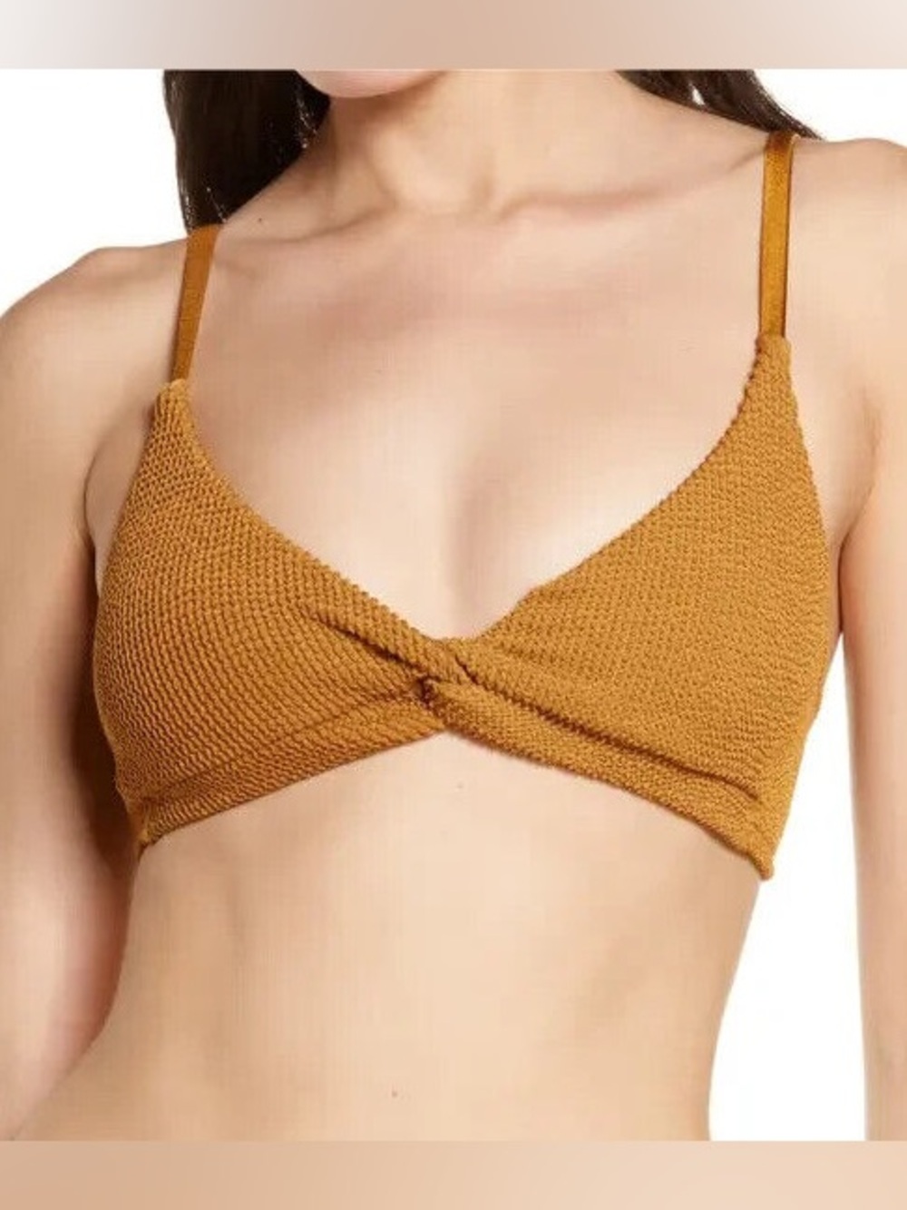 NWT Good American Womens
Crinkle Always Fit Twist Bikini Top Bronze Brown Size 1